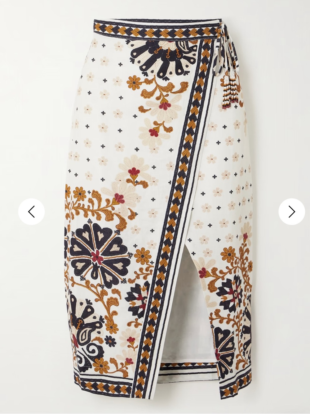 FARM Rio XXS Flower Fan Tapestry printed linen-blend wrap skirt